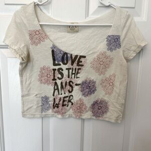 American Eagle Outfitters Cream Crop Top - Extra Small